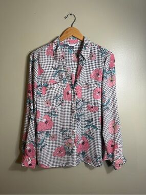 Candie’s Floral Geometric Button Front Blouse Top Estimated XL